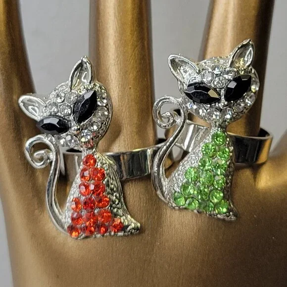 Red Cat Ring Adjustable Band - Picture 5 of 11